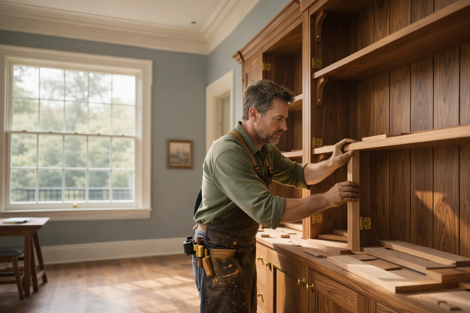 Bespoke timber cabinet installation — London joinery